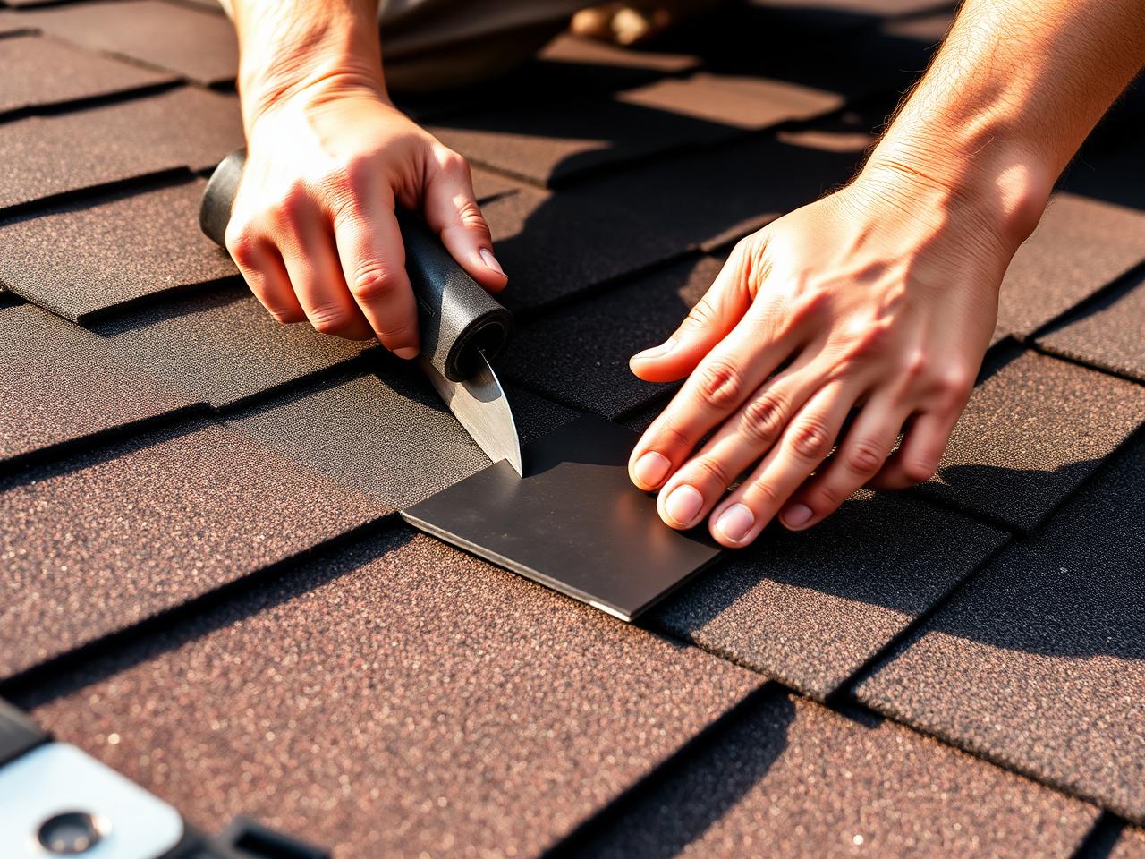 Roofer installing premium asphalt shingles